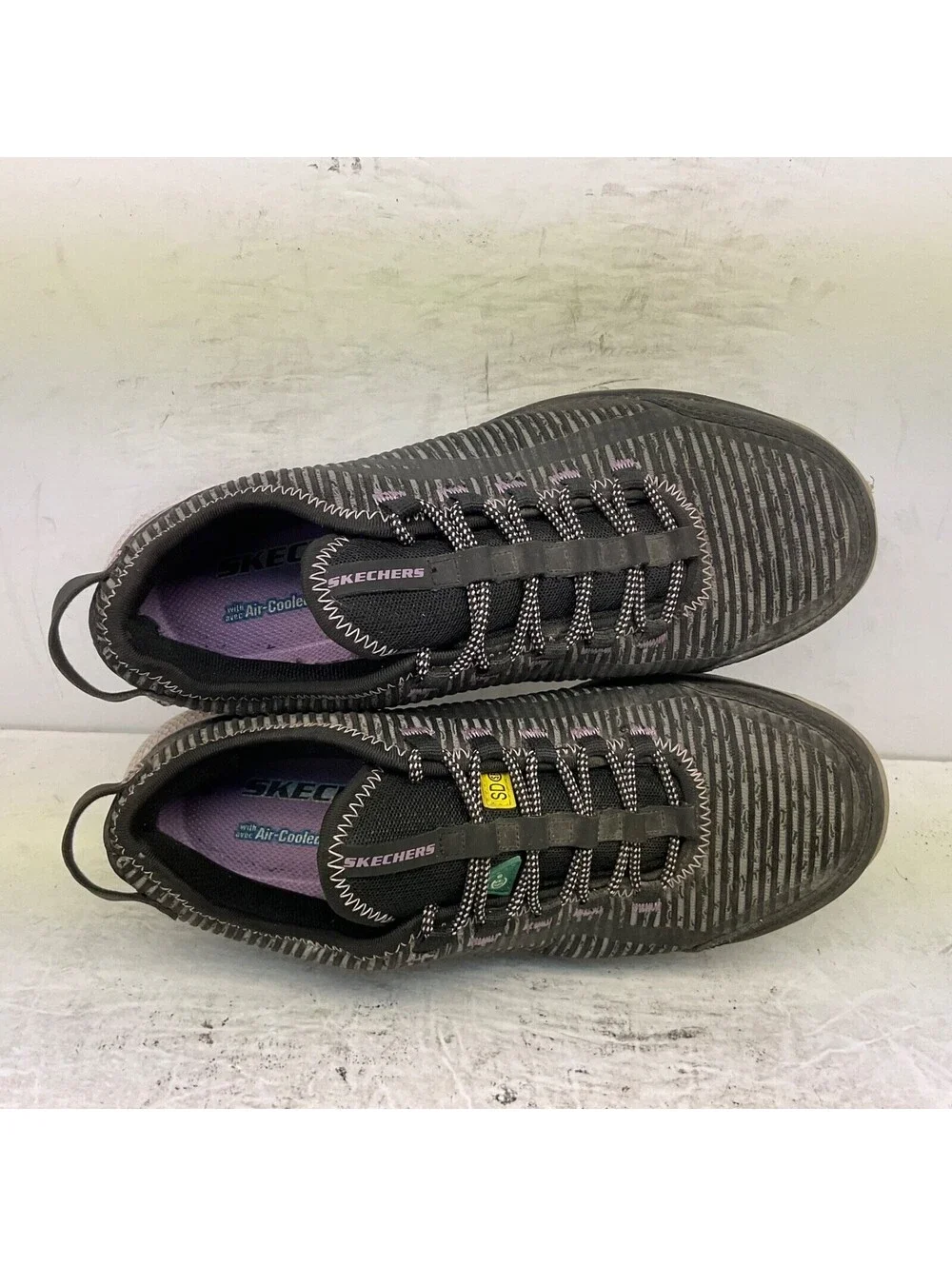 SKECHERS Womens Static Dissipative Lace Up Work Shoes 99B96553 Black Purple 9M